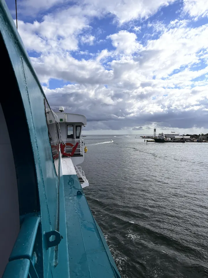 On deck of the Jaume II leaving Port Everglades for Bimini